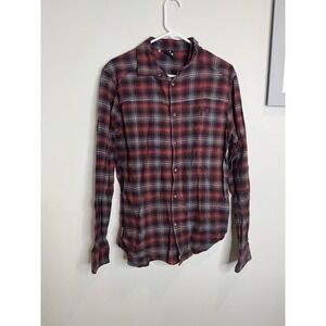 Under Armour Shirt Mens Medium Red Black Plaid‎ Flannel Snap Button Outdoor Top